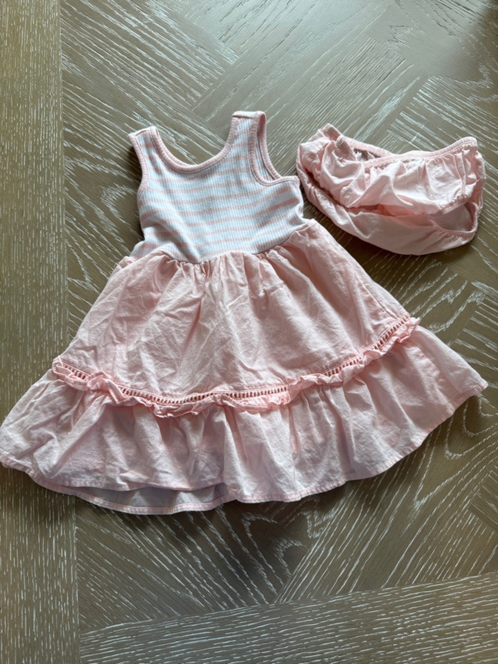 Janie and Jack Pink Tiered Tank Dress with Bloomer Set